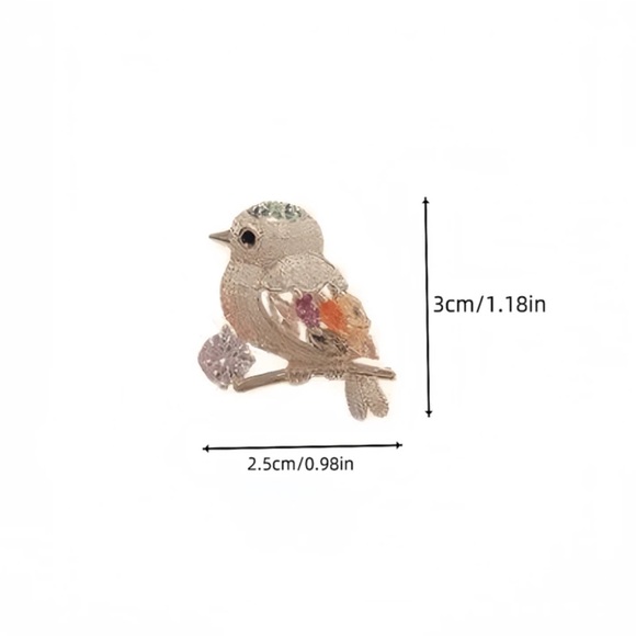 Cubic Zirconia Bird Pin - Picture 5 of 7